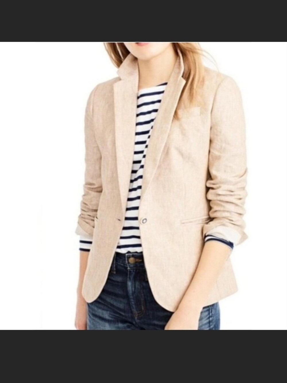 J. Crew Beige Linen-Blend Tailored Blazer